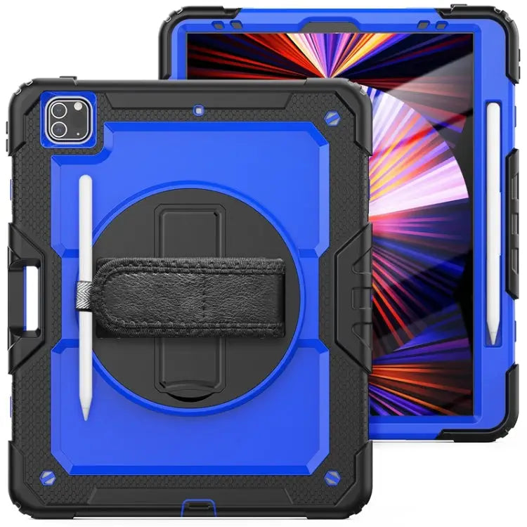 Shockproof Colorful Silicone + PC Protective Case with Holder & Shoulder Strap & Hand Strap & Pen Slot For iPad Pro