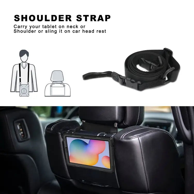 Shockproof Colorful Silicone + PC Protective Case with Holder & Shoulder Strap & Hand Strap & Pen Slot For Samsung