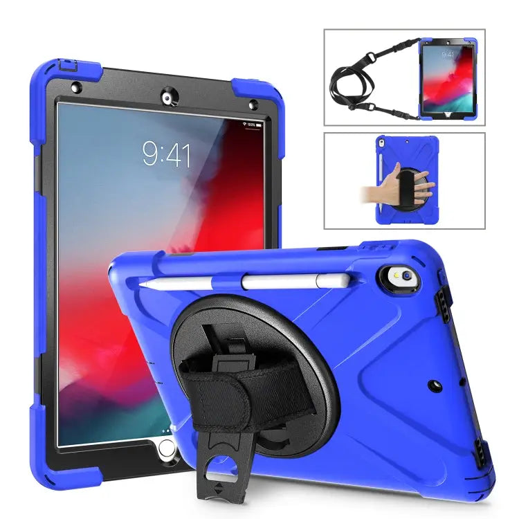 Shockproof Colorful Silicone + PC Protective Case with Holder & Shoulder Strap & Hand Strap & Pen Slot For iPad Pro