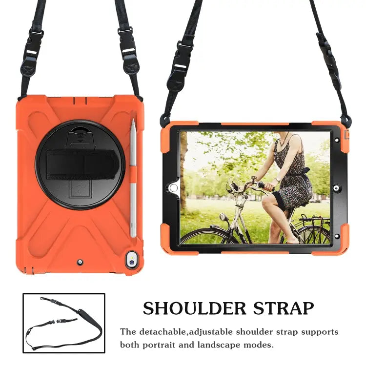 Shockproof Colorful Silicone + PC Protective Case with Holder & Shoulder Strap & Hand Strap & Pen Slot For iPad Pro