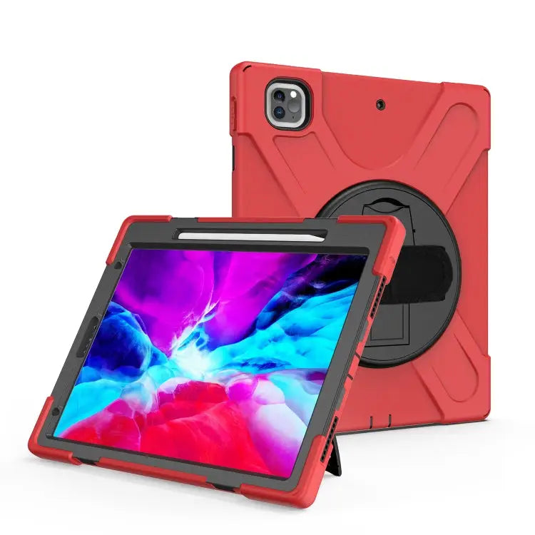 Shockproof Colorful Silicone + PC Protective Case with Holder & Shoulder Strap & Hand Strap & Pen Slot For Samsung