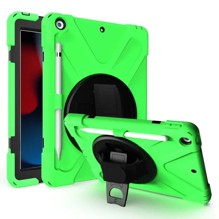 Shockproof Colorful Silicone + PC Protective Case with Holder & Shoulder Strap & Hand Strap & Pen Slot For iPad 10.2