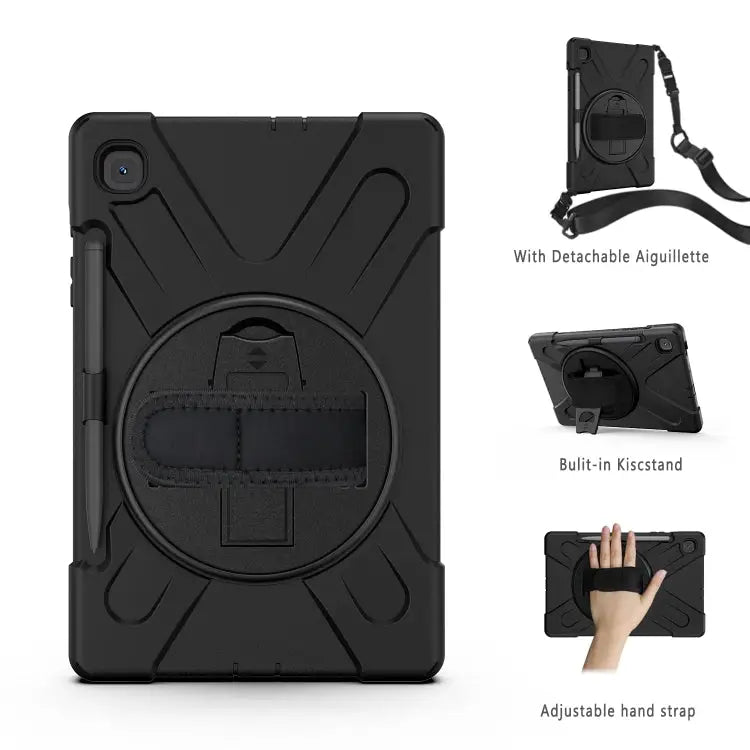 Shockproof Colorful Silicone + PC Protective Case with Holder & Shoulder Strap & Hand Strap & Pen Slot For Samsung