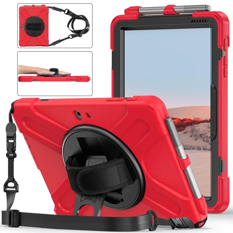 Shockproof Colorful Silicone + PC Protective Case with Holder & Shoulder Strap & Hand Strap & Pen Slot For iPad 10.2