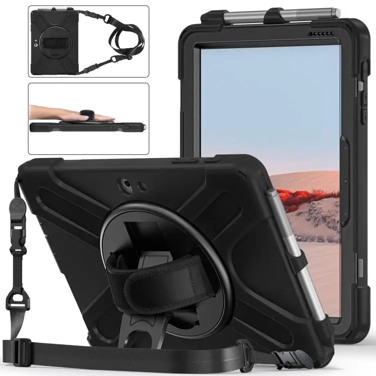 Shockproof Colorful Silicone + PC Protective Case with Holder & Shoulder Strap & Hand Strap & Pen Slot For iPad 10.2