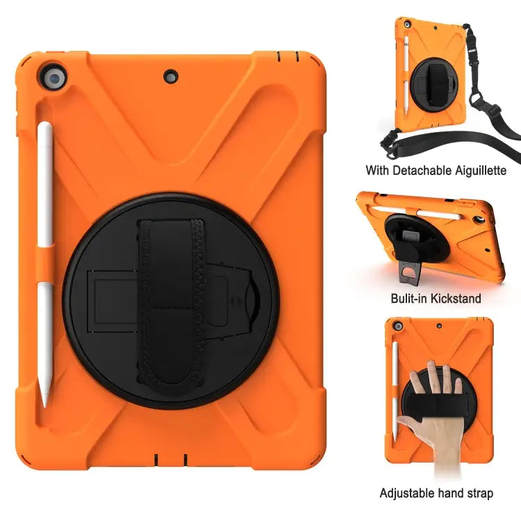 Shockproof Colorful Silicone + PC Protective Case with Holder & Shoulder Strap & Hand Strap & Pen Slot For iPad 10.2