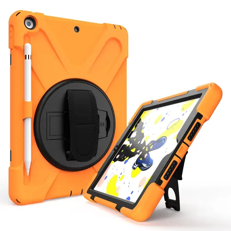 Shockproof Colorful Silicone + PC Protective Case with Holder & Shoulder Strap & Hand Strap & Pen Slot For iPad 10.2
