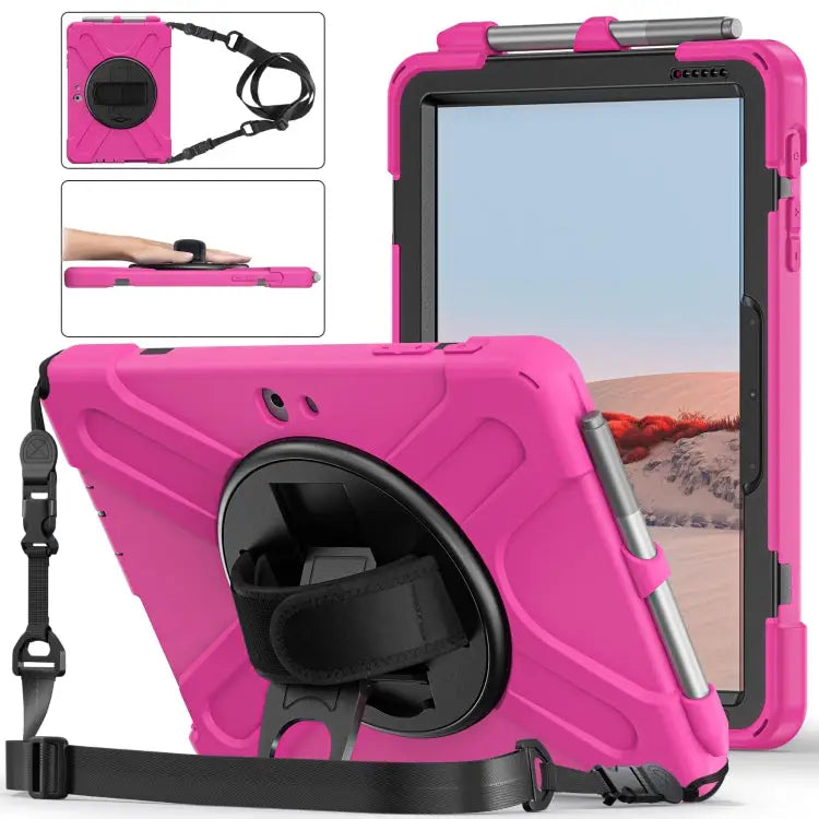 Shockproof Colorful Silicone + PC Protective Case with Holder & Shoulder Strap & Hand Strap & Pen Slot For iPad 10.2