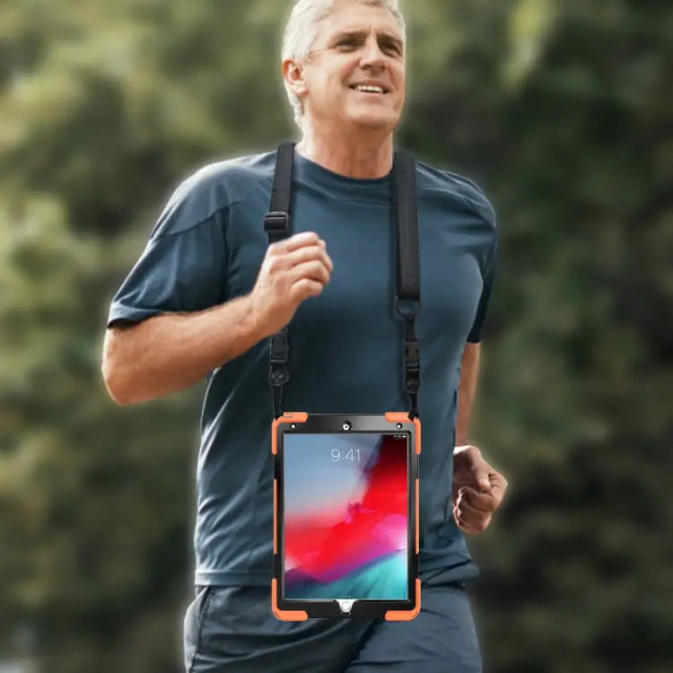 Shockproof Colorful Silicone + PC Protective Case with Holder & Shoulder Strap & Hand Strap & Pen Slot For iPad Pro