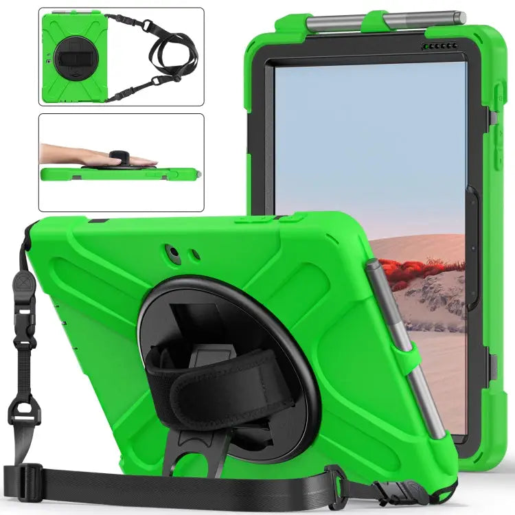 Shockproof Colorful Silicone + PC Protective Case with Holder & Shoulder Strap & Hand Strap & Pen Slot For iPad 10.2