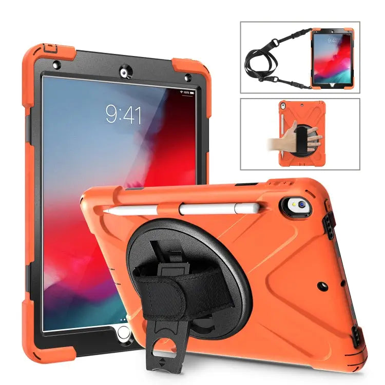 Shockproof Colorful Silicone + PC Protective Case with Holder & Shoulder Strap & Hand Strap & Pen Slot For iPad Pro