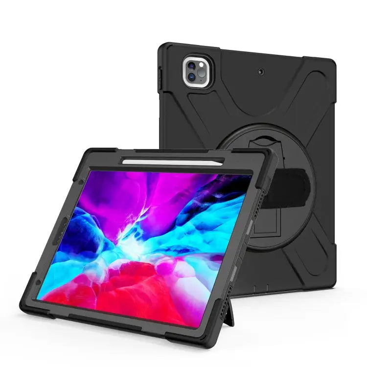Shockproof Colorful Silicone + PC Protective Case with Holder & Shoulder Strap & Hand Strap & Pen Slot For Samsung