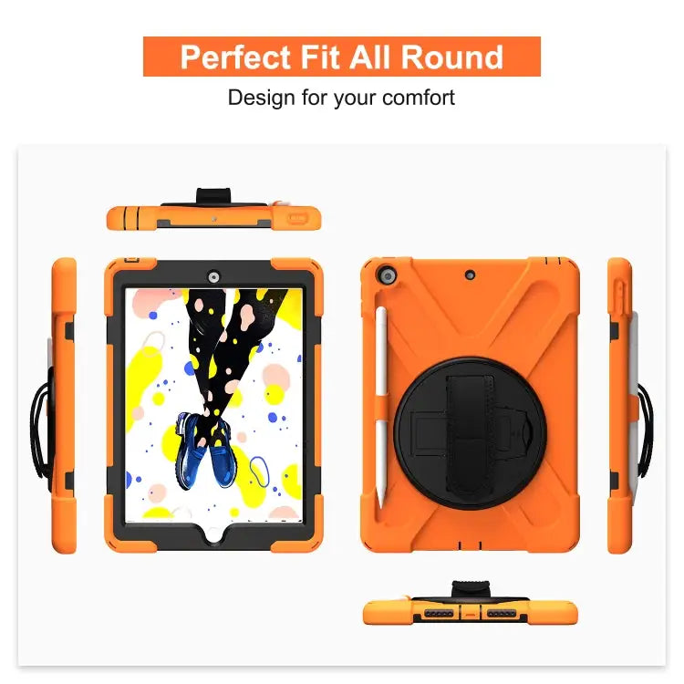Shockproof Colorful Silicone + PC Protective Case with Holder & Shoulder Strap & Hand Strap & Pen Slot For iPad 10.2
