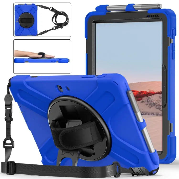 Shockproof Colorful Silicone + PC Protective Case with Holder & Shoulder Strap & Hand Strap & Pen Slot For iPad 10.2