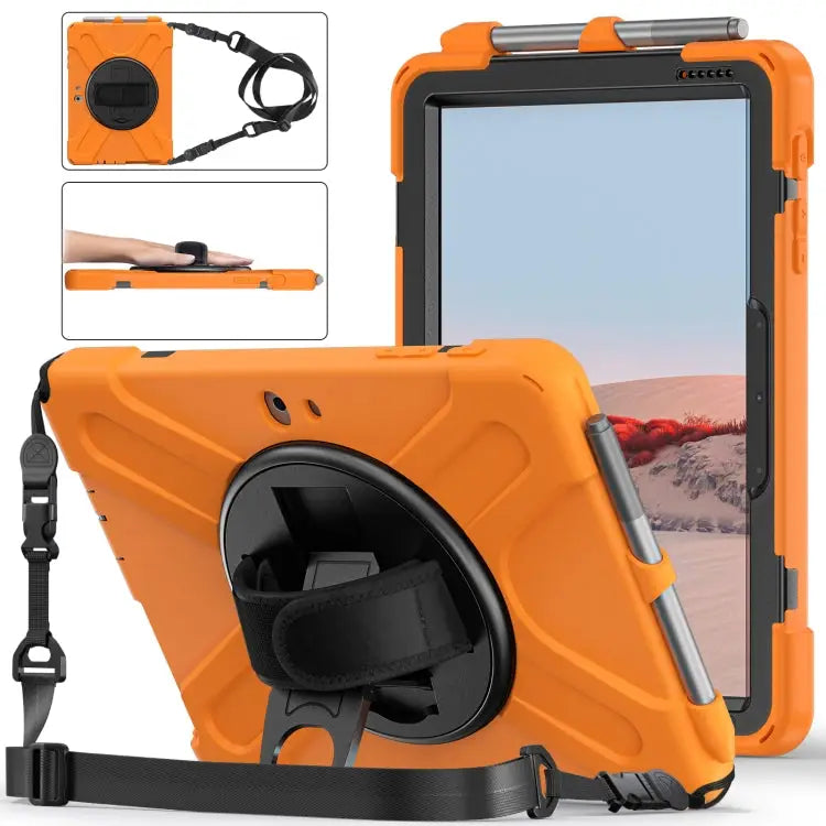 Shockproof Colorful Silicone + PC Protective Case with Holder & Shoulder Strap & Hand Strap & Pen Slot For iPad 10.2