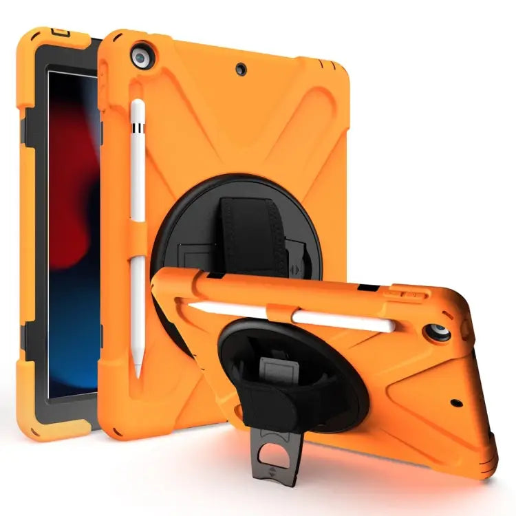 Shockproof Colorful Silicone + PC Protective Case with Holder & Shoulder Strap & Hand Strap & Pen Slot For iPad 10.2