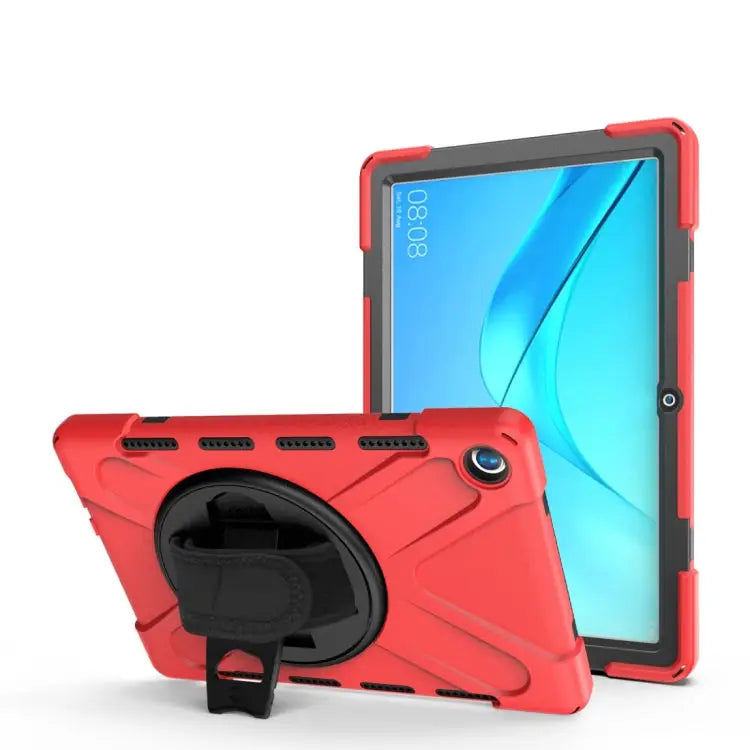 Shockproof Colorful Silicone + PC Protective Case with Holder & Hand Grip Strap For Huawei MediaPad M6 10.8 For Huawei