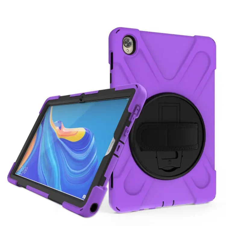 Shockproof Colorful Silicone + PC Protective Case with Holder & Hand Grip Strap For Huawei MediaPad M6 10.8 For Huawei