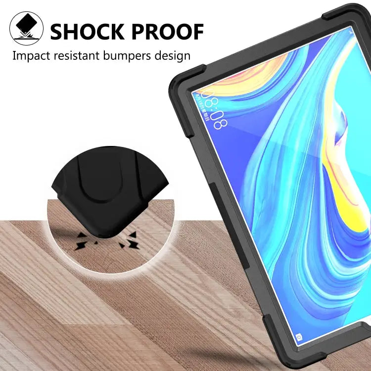 Shockproof Colorful Silicone + PC Protective Case with Holder & Hand Grip Strap For Huawei MediaPad M6 10.8 For Huawei