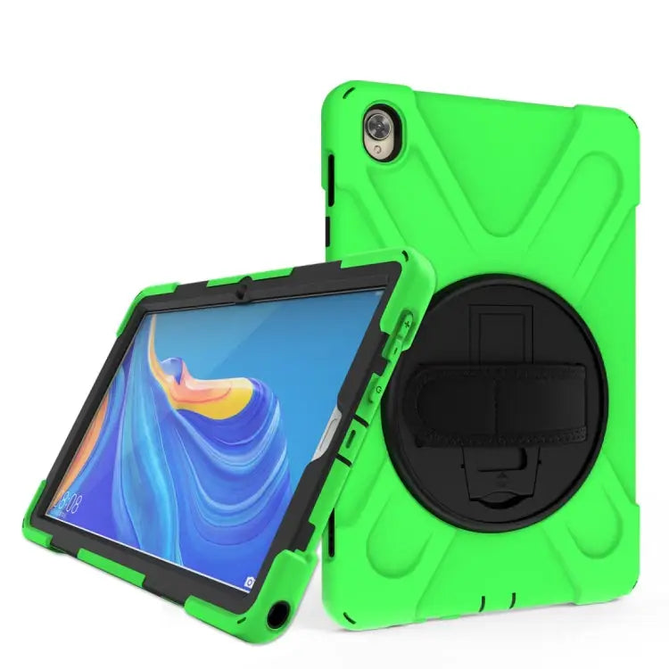 Shockproof Colorful Silicone + PC Protective Case with Holder & Hand Grip Strap For Huawei MediaPad M6 10.8 For Huawei