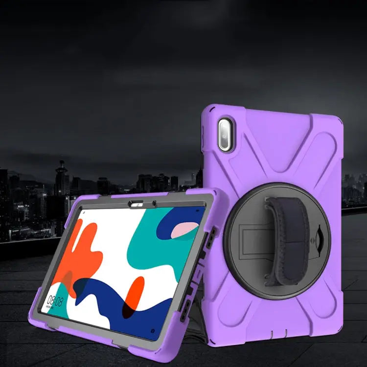 Shockproof Colorful Silicone + PC Protective Case with Holder & Hand Grip Strap For Huawei MediaPad M6 10.8 For Huawei