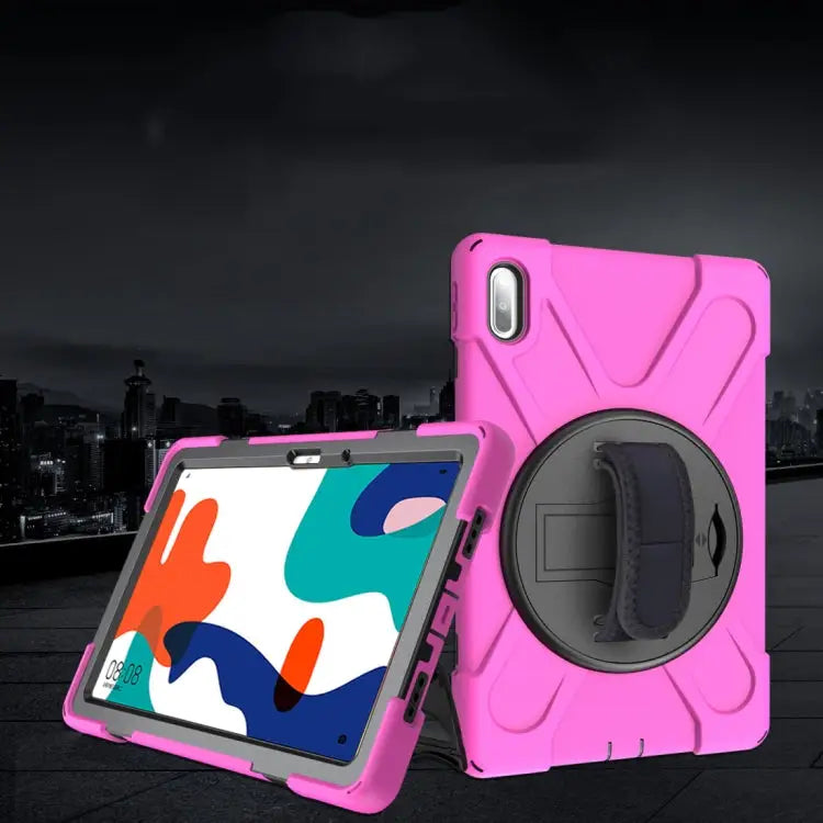 Shockproof Colorful Silicone + PC Protective Case with Holder & Hand Grip Strap For Huawei MediaPad M6 10.8 For Huawei