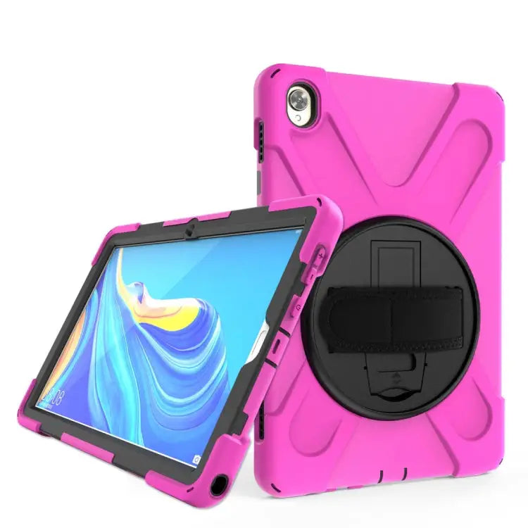 Shockproof Colorful Silicone + PC Protective Case with Holder & Hand Grip Strap For Huawei MediaPad M6 10.8 For Huawei