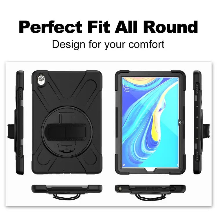 Shockproof Colorful Silicone + PC Protective Case with Holder & Hand Grip Strap For Huawei MediaPad M6 10.8 For Huawei