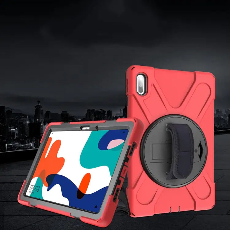 Shockproof Colorful Silicone + PC Protective Case with Holder & Hand Grip Strap For Huawei MediaPad M6 10.8 For Huawei