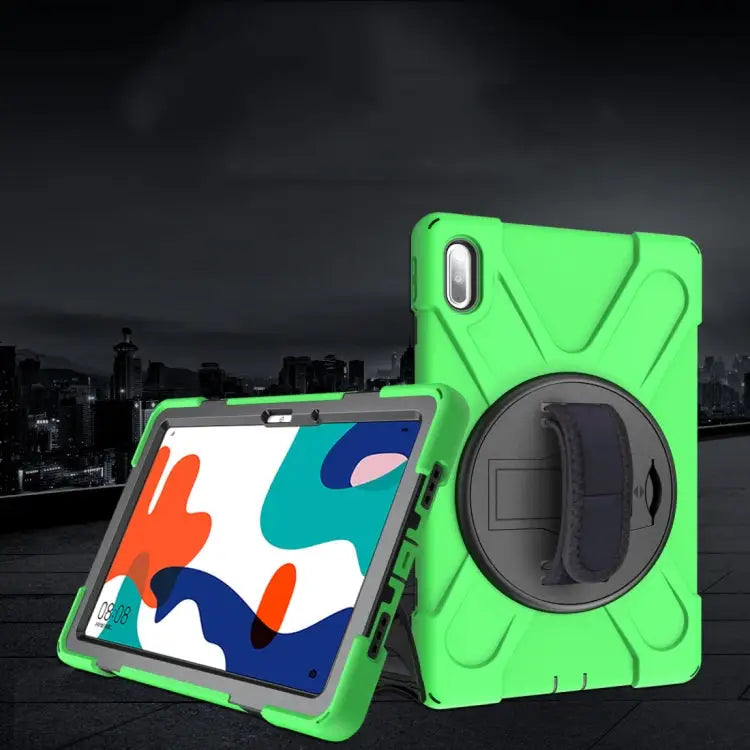 Shockproof Colorful Silicone + PC Protective Case with Holder & Hand Grip Strap For Huawei MediaPad M6 10.8 For Huawei