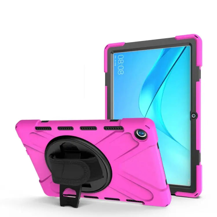 Shockproof Colorful Silicone + PC Protective Case with Holder & Hand Grip Strap For Huawei MediaPad M6 10.8 For Huawei