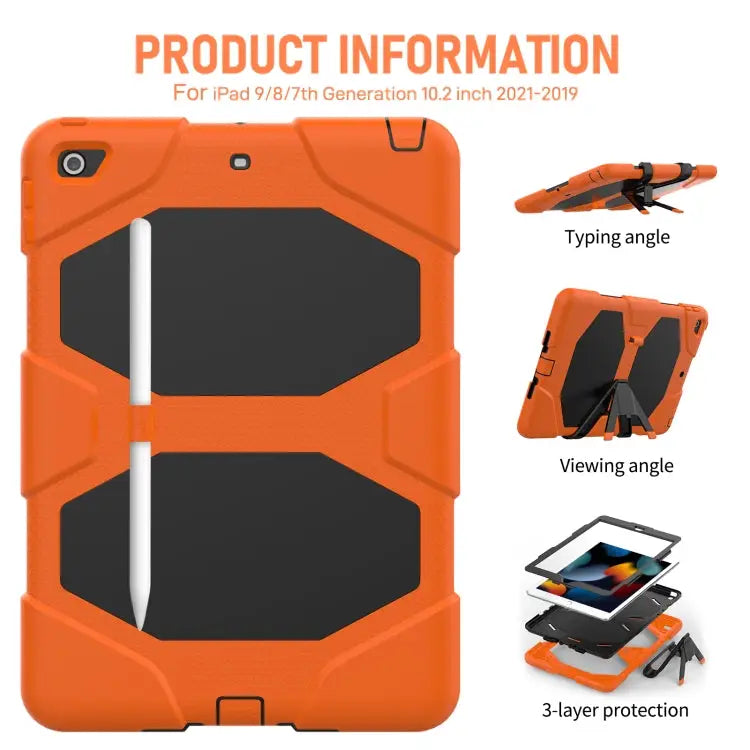 Shockproof Colorful Silicone + PC Protective Case with Holder & Pen Slot For iPad 10.2 2021 / 2020 / 2019 - Apple