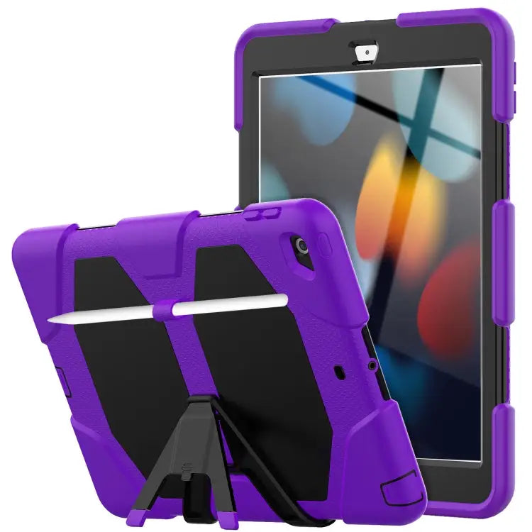 Shockproof Colorful Silicone + PC Protective Case with Holder & Pen Slot For iPad 10.2 2021 / 2020 / 2019 - For iPad