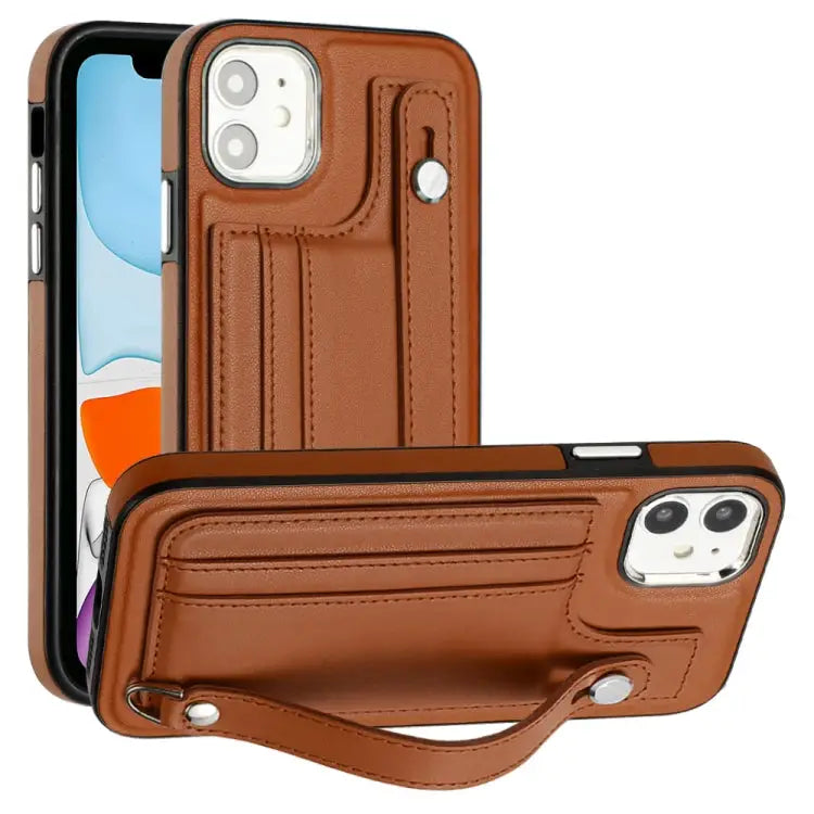 Shockproof Leather Phone Case with Wrist Strap For iPhone 12 Pro Max For iPhone 11 For iPhone 11 Pro For iPhone 11 Pro