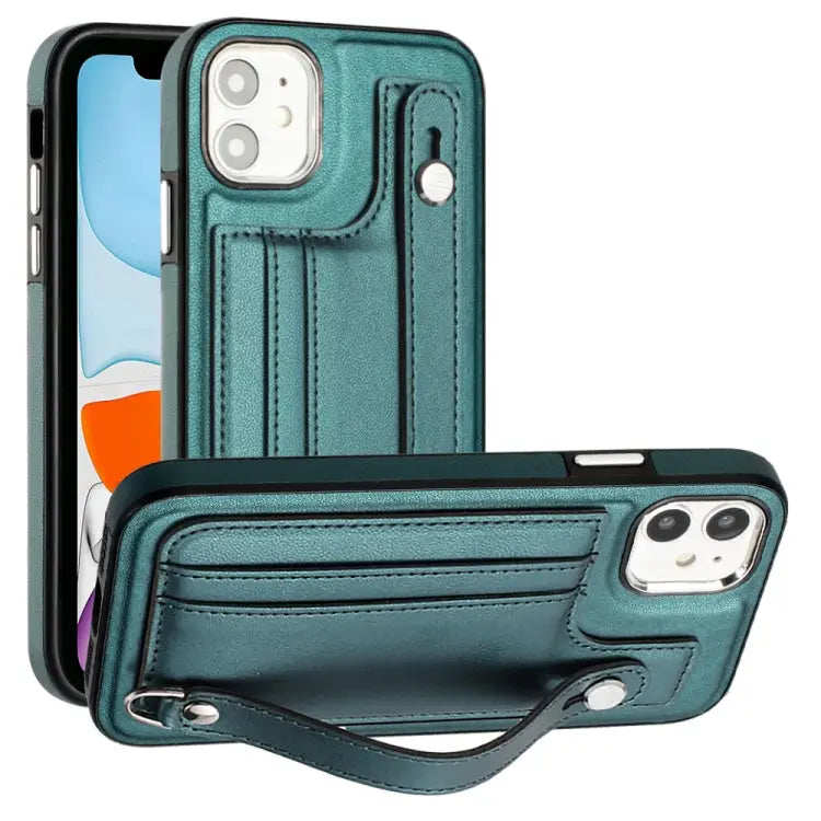 Shockproof Leather Phone Case with Wrist Strap For iPhone 12 Pro Max For iPhone 11 For iPhone 11 Pro For iPhone 11 Pro
