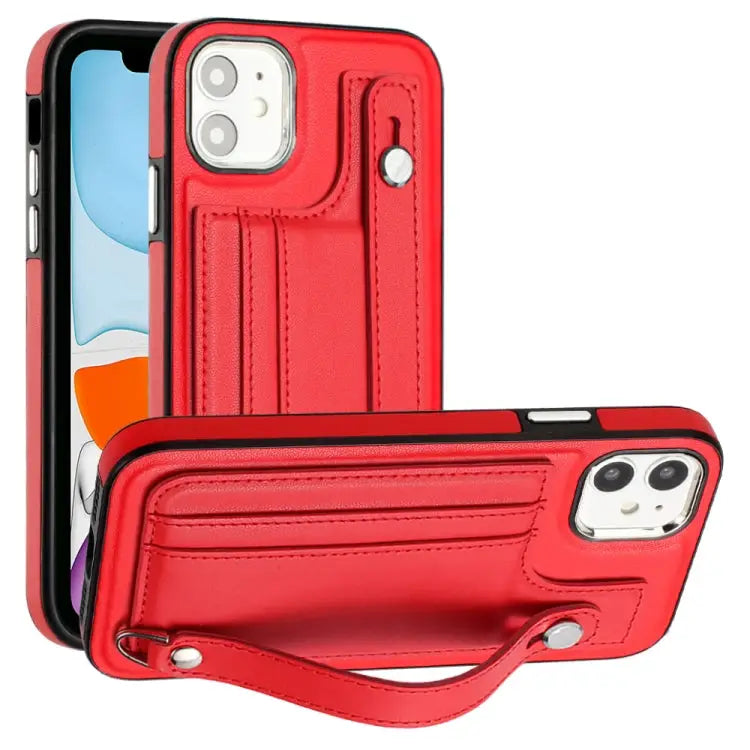 Shockproof Leather Phone Case with Wrist Strap For iPhone 12 Pro Max For iPhone 11 For iPhone 11 Pro For iPhone 11 Pro
