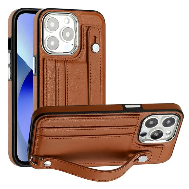 Shockproof Leather Phone Case with Wrist Strap For iPhone 13 For iPhone 13 Pro For iPhone 13 Pro Max For iPhone 12 / 12