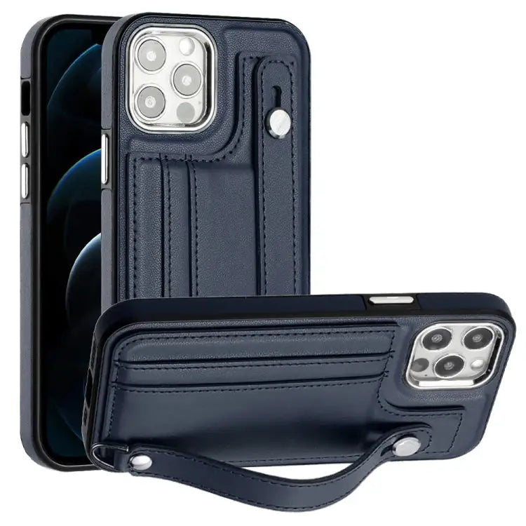 Shockproof Leather Phone Case with Wrist Strap For iPhone 13 For iPhone 13 Pro For iPhone 13 Pro Max For iPhone 12 / 12