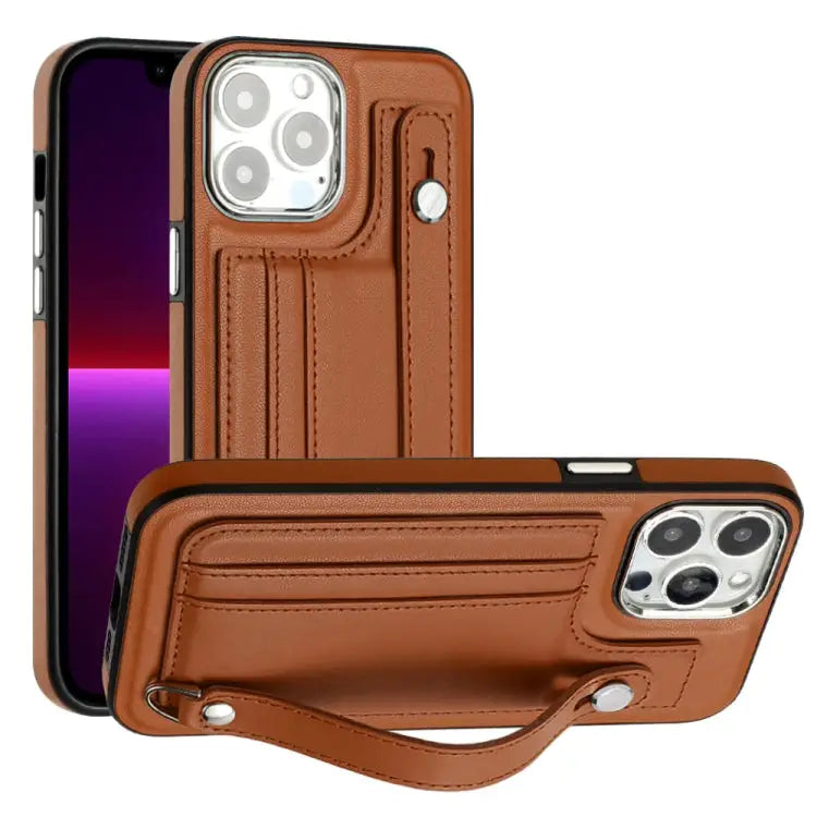 Shockproof Leather Phone Case with Wrist Strap For iPhone 13 For iPhone 13 Pro For iPhone 13 Pro Max For iPhone 12 / 12