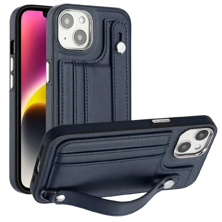 Shockproof Leather Phone Case with Wrist Strap For iPhone 13 For iPhone 13 Pro For iPhone 13 Pro Max For iPhone 12 / 12