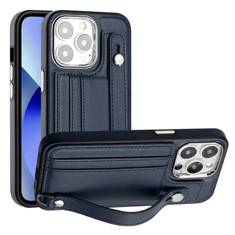 Shockproof Leather Phone Case with Wrist Strap For iPhone 13 For iPhone 13 Pro For iPhone 13 Pro Max For iPhone 12 / 12