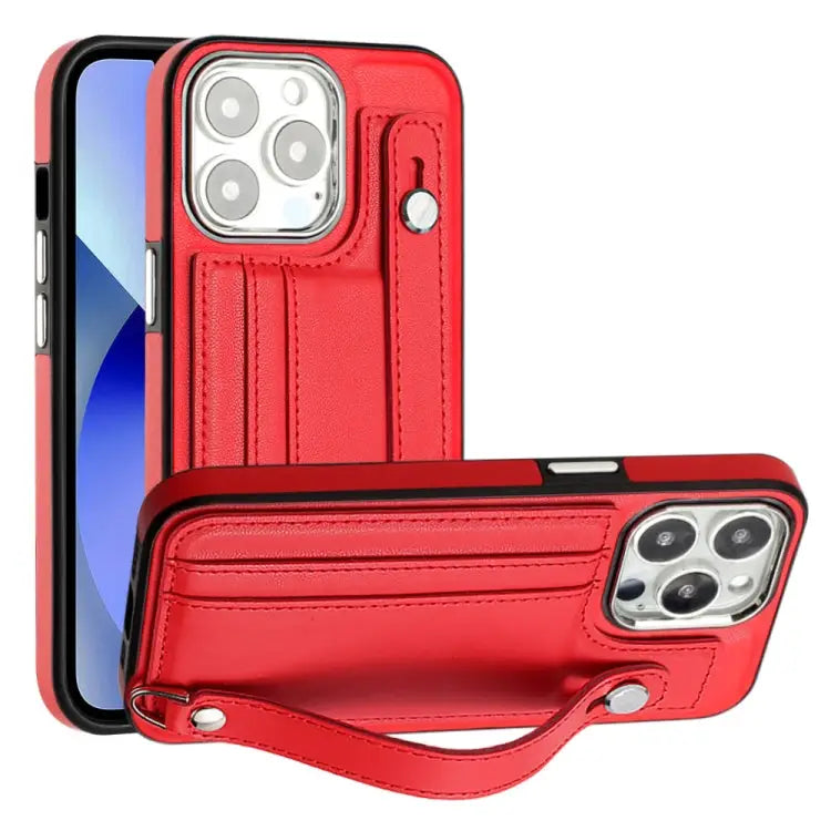 Shockproof Leather Phone Case with Wrist Strap For iPhone 13 For iPhone 13 Pro For iPhone 13 Pro Max For iPhone 12 / 12