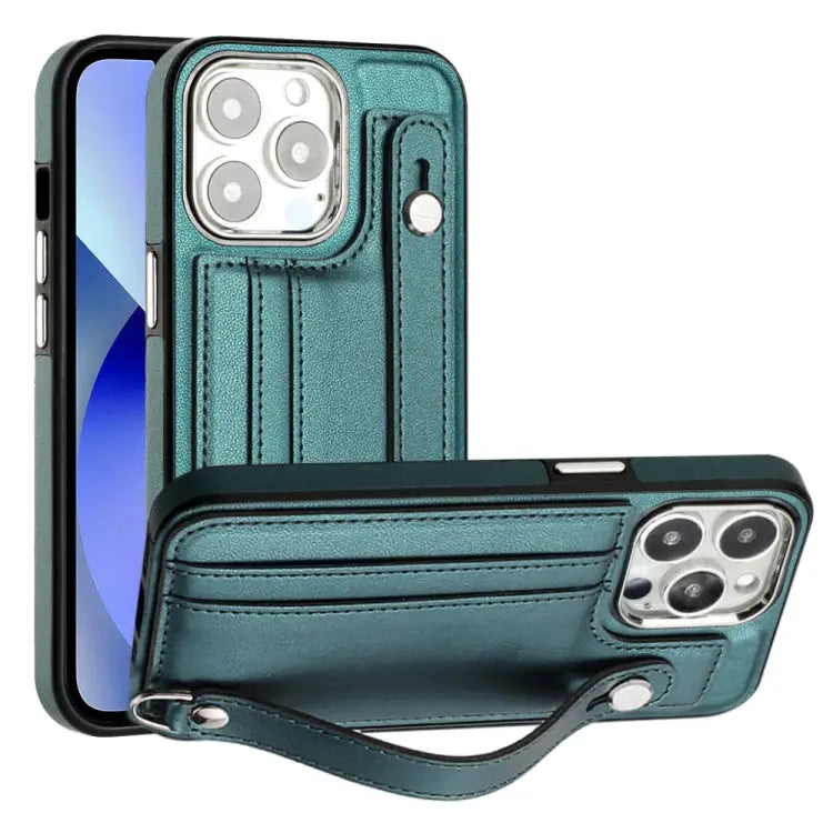 Shockproof Leather Phone Case with Wrist Strap For iPhone 13 For iPhone 13 Pro For iPhone 13 Pro Max For iPhone 12 / 12