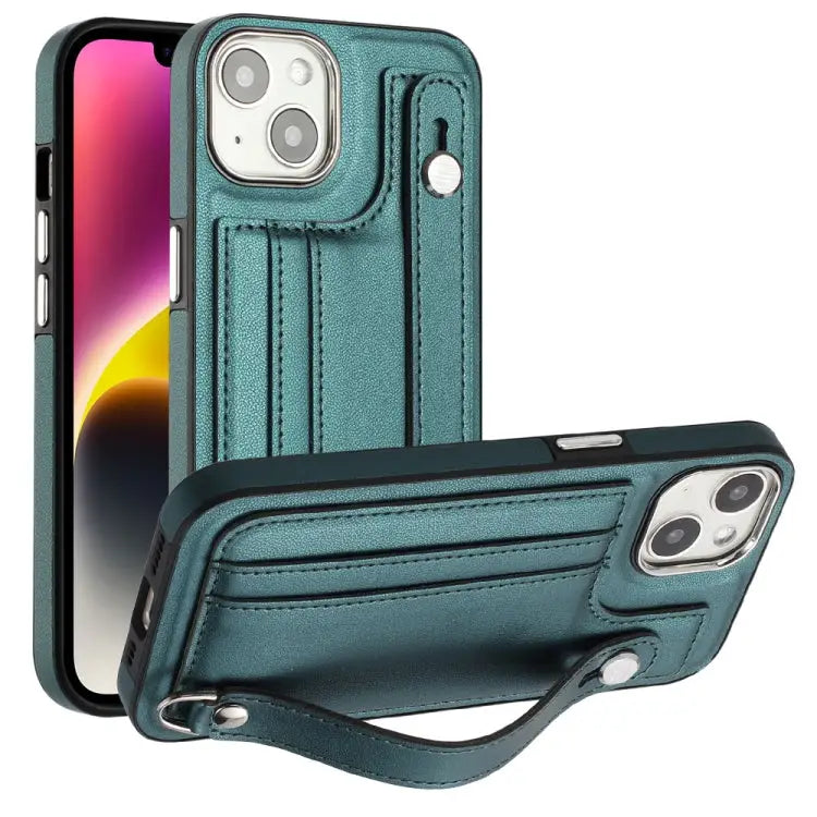 Shockproof Leather Phone Case with Wrist Strap For iPhone 13 For iPhone 13 Pro For iPhone 13 Pro Max For iPhone 12 / 12