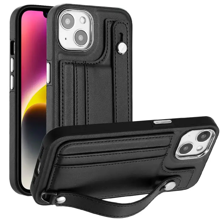 Shockproof Leather Phone Case with Wrist Strap For iPhone 13 For iPhone 13 Pro For iPhone 13 Pro Max For iPhone 12 / 12