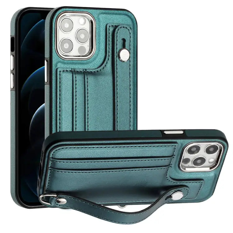 Shockproof Leather Phone Case with Wrist Strap For iPhone 13 For iPhone 13 Pro For iPhone 13 Pro Max For iPhone 12 / 12