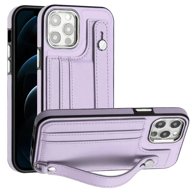 Shockproof Leather Phone Case with Wrist Strap For iPhone 13 For iPhone 13 Pro For iPhone 13 Pro Max For iPhone 12 / 12