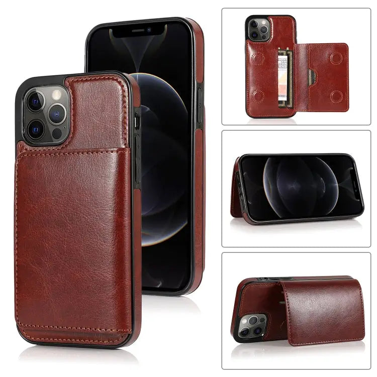 Shockproof PU + TPU Protective Case with Card Slots & Holder For iPhone 13 mini For iPhone 13 For iPhone 13 Pro