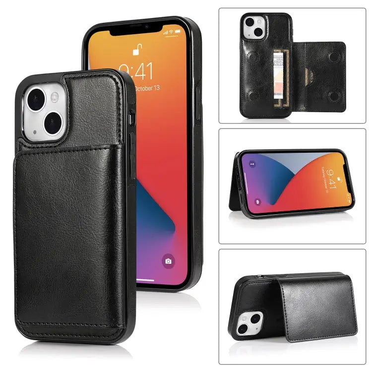 Shockproof PU + TPU Protective Case with Card Slots & Holder For iPhone 13 mini For iPhone 13 For iPhone 13 Pro