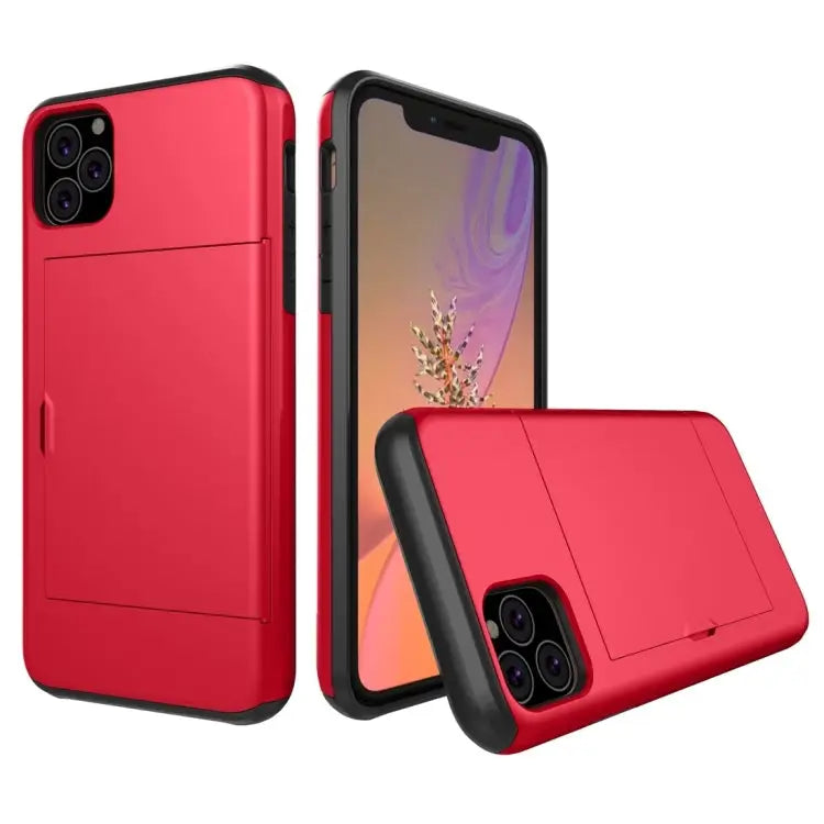 Shockproof Rugged Armor Protective Case with Card Slot - For iPhone 11 Pro Max / Red